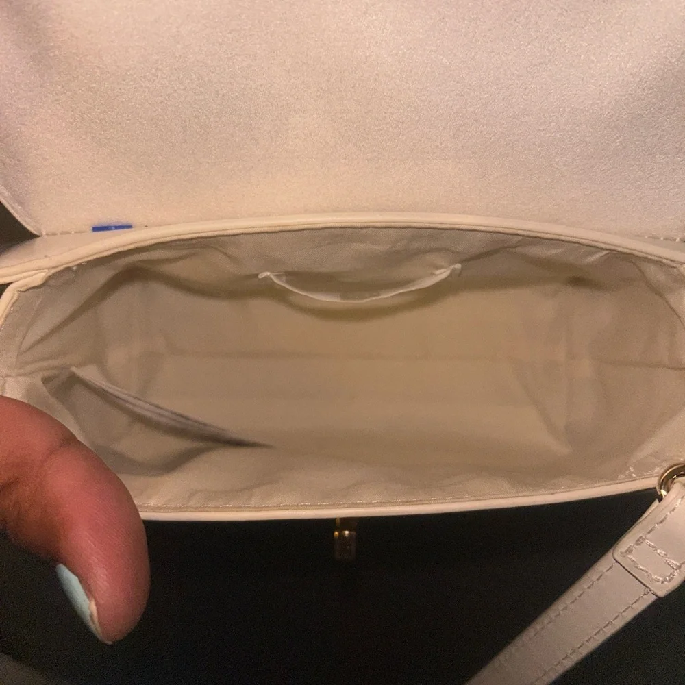H&M purse - Glossy Cream Mini Bag - Goldtone Hardware Convertible Strap - Picture 6 of 10